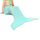 Catalonia Kids Mermaid Tail Blanket,Super Soft Plush Sleeping Snuggle Blanket for Teen Girls,Fish Scale Pattern,Gift Idea,Blue