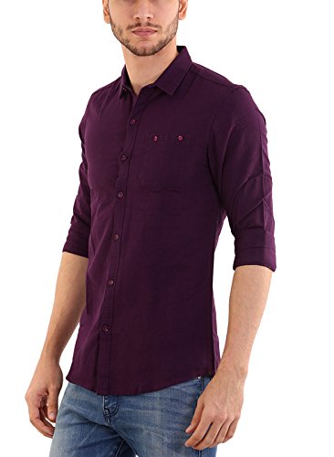 shade-45 men's premium cotton designed full sleeve slim fit plain shirt