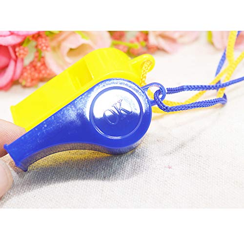 Tcplyn 2PCS Plastic Whistle with Lanyard Universal Coaches Referee Whistles Kids Toy Whistle for Sports Training Use Random Color