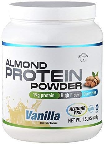 Almond Pro Almond Vanilla Flavored Protein Powder, Vegan, Kosher, Gluten Free All Natural High Protein 1.5 Pound / 680 g.