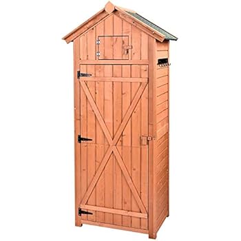 B BAIJIAWEI Garden Storage Shed - Garden Tool Storage Cabinet - Lockable Arrow Wooden Storage Sheds Organizer for Home, Yard, Outdoor