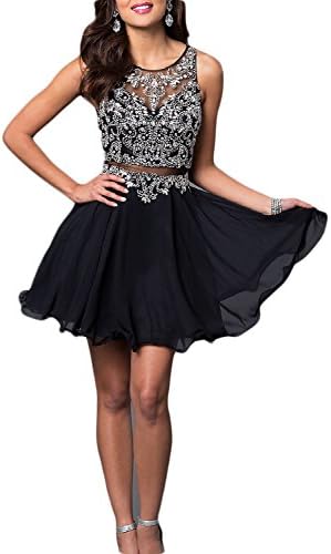 Fnina Womens's 2017 Short Beading Homecoming Dresses Prom Gown Size 8 Black