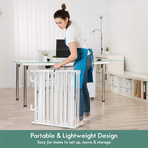 image for Costzon 204-Inch Wide Baby Safety Gate, 8-Panel Fireplace Fence with W