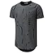 KLIEGOU Mens Hipster Hip Hop Round Hemline Hole T Shirt 1805 (Large, Dark Grey)