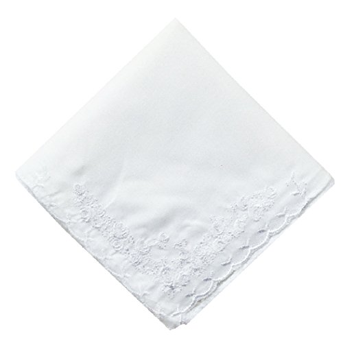 Gift Set- 6 Pk Laides Large Soft 100%Cotton Rose Embroidery Hankerchiefs Hankies
