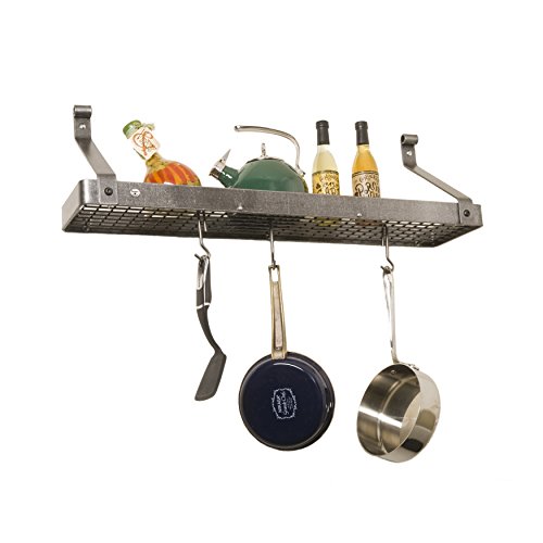 Enclume Premier Bookshelf Wall Pot Rack, Hammered Steel Pricepulse