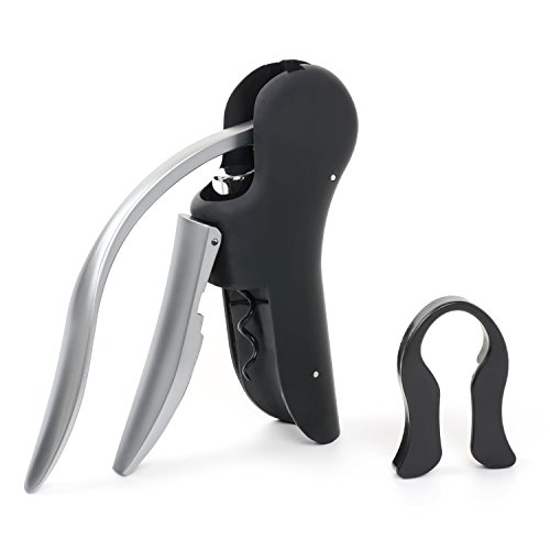 IFLASH [Manual Rabbit Style] Professional Rabbit Wine Opener Corkscrew - Premium Automatic Lever Corkscrew/Screw Pull -Include Professional Foil Cutter & Extra Spiral (3 Piece Gift Set) - Black - Thumbnail 4