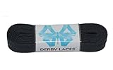Derby Laces Solid Black - Flat, 10mm Wide, for Boots, Skates, Roller Derby, and Hockey Skates (96 Inch / 244 cm)