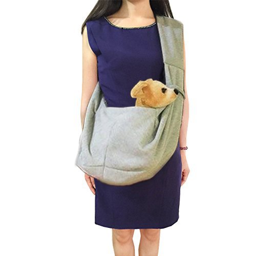 Pet Sling Carrier, Pets Travel Shoulder Bag for Dogs Puppy Cats Small Animals up to 10 Lbs, Breathable, Comfortable, Hands-Free, Reversible, Machine Washable (Grey)