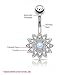 BodyJ4You Petite Crystal Clear Jeweled Created-Opal Flower Belly Button Navel Ring