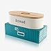 SveBake Metal Bread Box for Kitchen Counter Vintage & Retro Bread Bin with Bamboo Lid, Cream (Included a Free PDF Baking E-BOOK)