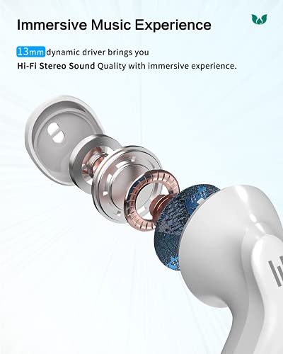 WALLMUM True Wireless Earbuds Bluetooth 5.0 with Mic for iPhone Android Bluetooth Heaphones in Ear Hi-Fi Stereo Earphones Touch Control Waterproof Headset for Sport Work Fitness White