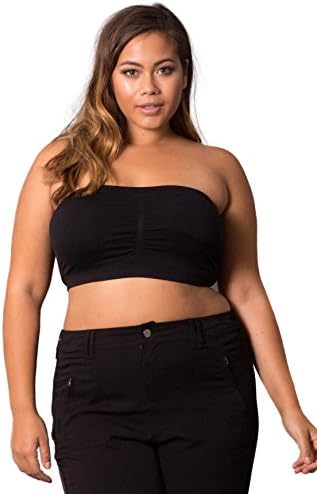 Plus Size Seamless Bandeau Bra - Black