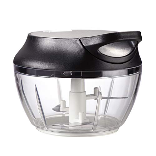Hand-Powered Rapid Food Chopper Manual Food Chopper Food Processor with Stainless Steel Blades (Black)