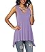 iGENJUN Women's V Neck Back Criss Cross Basic Flowy Tank Tops,XL,Lavender