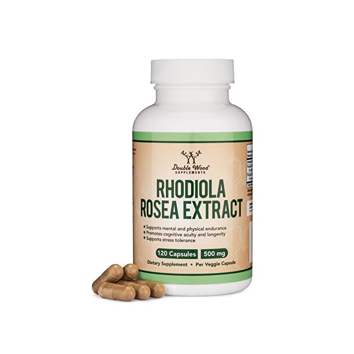 Rhodiola Rosea Supplement 500mg, 120 Vegan Capsules (Manufactured and Tested in The USA, 3% Salidrosides, 1% Rosavins…