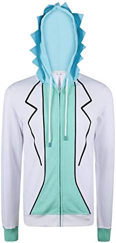 Greed Land Rick Sanchez 3D Print Zipper Hoodies Jacket Cosplay Costumes for Adult White Blue