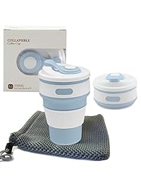 Taza de café plegable de silicona con tapa portáti