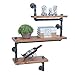 OLDRAINBOW Industrial Pipe Shelving Wall Mounted,Wall Shelf Bookshelf Hanging Wall Shelves,Metal Floating Shelves,Real Wood Book Shelves(3 Tier)