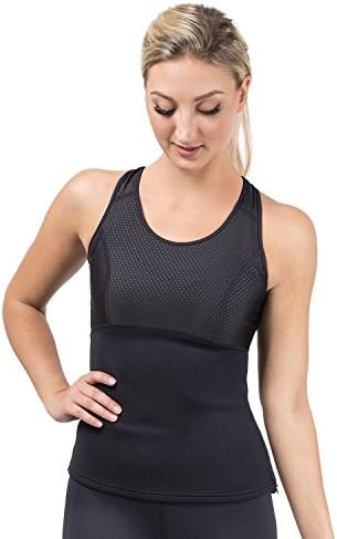 NZG Women's Tank Top Body Shaper, Slimming Sweat Vest, Neoprene Fat Burning Shirt for Stomach &amp; Waist Trimming (Black, X-Small)