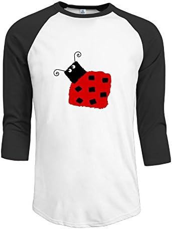 Pingquchan Cute Ladybug Mens 3/4 Raglan Sleeve Athletic Shirts Casual Tees For Men Baseball T-Shirt L Black