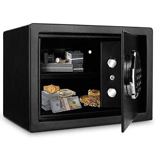 Electronic Security Safe Box Digital Safe-Electronic Steel Safe Keypad Lock Use Storage Money Jewelry Passports Valuables Gun Cash for Home & Business [US Stock] (Black, 13.8"9.8"9.8")