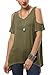 Urban CoCo Women's Vogue Shoulder Off Wide Hem Design Top Shirt - Medium - Army Green