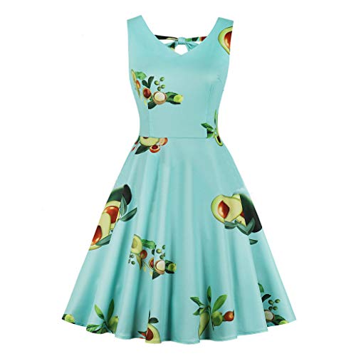 Women Vintage Printing Avocado Sleeveless Camisole Casual Party Dress Toponly - Thumbnail 7