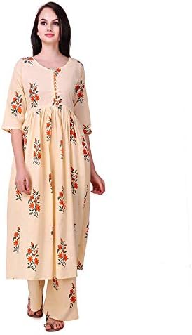 VAASTRA Women's Cotton Kurti with Palazzo Pants Set
