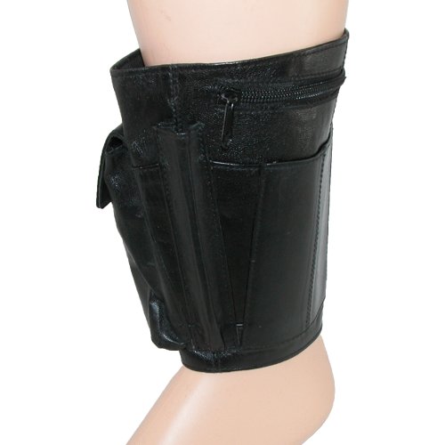 CTM Leather Travel Security Ankle Wallet, Black