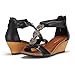 DREAM PAIRS Womens Versitile Rhinestones Flowers Back Zipper Low Wedge Summer Sandals