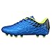 Hawkwell Kids Boys Girls Outdoor Soccer Shoes, Blue PU, 13 M US