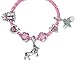 Pink Unicorn Birthday Charm Bracelet Jewelry Gifts for Girls (7.5)
