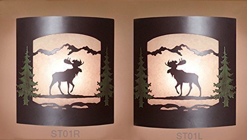 Amazon Com Pair Of 2 Wall Sconce Rustic Moose Lights Cabin Decor