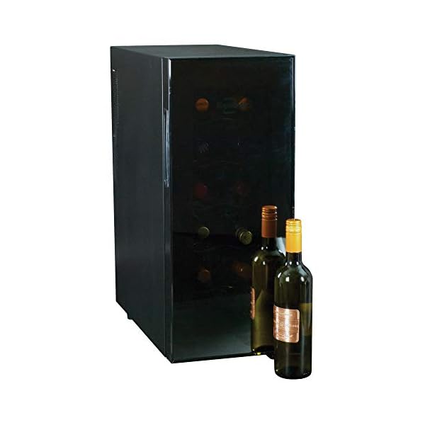Koolatron-WC12-Thermoelectric-12-bottle-Slim-Countertop-Wine-Cellar-Double-tempered-Glass-Door-Adjustable-Temperature-Control-Thermoelectric-Cooling-Removable-Shelves-Black