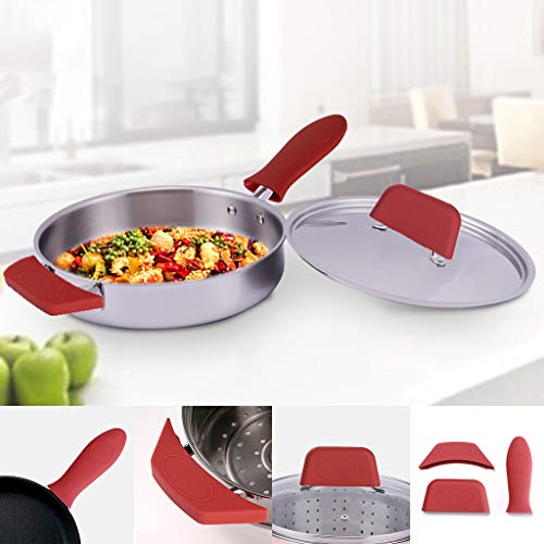 image for Puyujin 3pcs Premium Cast Iron Handle Cover, Heat Protecting Silicone 