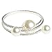 Beaded Wrap Bracelet SUMAJU Bangle Bracelets Cuff Open Big Faux Pearl Crystal Bling White