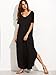 MakeMeChic Women's Boho Maxi Short Sleeve Split Pockets Tie Dye Long Dress Black Solid L