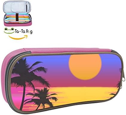 Palms Pencil Case Pen Bag Makeup Pouch Durable Students Print Boys Stationery With Double Zipper
