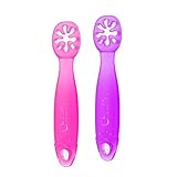 ChooMee FlexiDip Starter Spoon | Platinum Silicone, Teething Friendly, Learning Utensil | 2 CT | Pink Purple