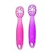 ChooMee Silicone Baby Spoons, FlexiDip | First Stage Infant Feeding Utensil | Dual-Flex Silicone Design - Soft Tip and Firm Handle | Pediatrician Recommended | 2 CT | Pink Purple