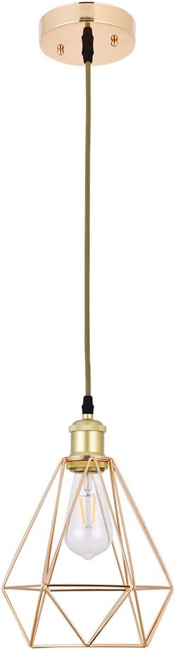 POPILION Vintage Simple Style Polygon Adjustable Cord Hanging Ceiling French Gold Pendant Light, 1-Light Pendant Lighting Fixtures - - 