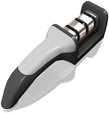 Knife Sharpener- Professional Kitchen Knife Sharpener – 3 Stage Manual Knife Sharpener to Stainless Steel Diamond Coated-Non-slip Base Sharpening Knife Safe/ Easy to Use
