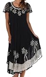 Sakkas Batik Palm Tree Cap Sleeve Caftan Dress / Cover Up