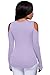 FARYSAYS Women Sexy Pullover Cut Out Shoulder Blouse Lace-Up Ribbed Solid Tops Purple