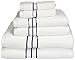 Superior Turkish Cotton Ultra-Plush 6-Piece Towel Set, Ideal for Master Bath, Guest Bathroom, Fast Drying, Shower, Spa, Face/Washcloths, Hand, Bath Towels, Absorbent, Home Basics, Navy Blue