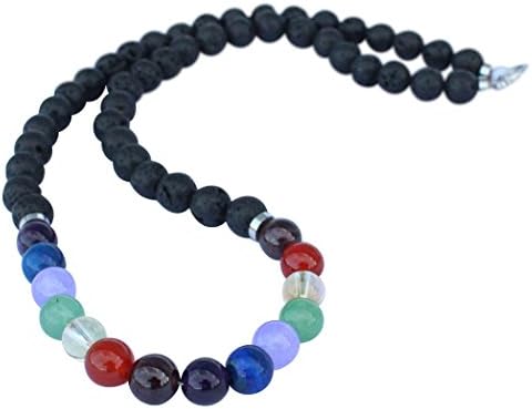 Lava Rock Bead Essential Oil Diffuser Chakra Gemstone Necklace Health Wellness Fits Most 18” Unisex 60 Day Satisfaction Guarantee Handmade