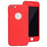 ABC® 360° Full Body Protective Case+Tempered Glass Screen For iPhone 6 4.7 Inch (Red)