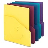 Smead Project Jackets, 2/5-Cut Tab, Bottom Position, Three-Hole Punched, Letter Size, Assorted Colors, 10 per Pack (75452)
