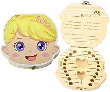 Order Happiness Boy's (Prince Design) Wooden Tooth Album Keepsake Souvenir Box Cute Wooden Milk Teeth Storage Case Lost Tooth Organizer